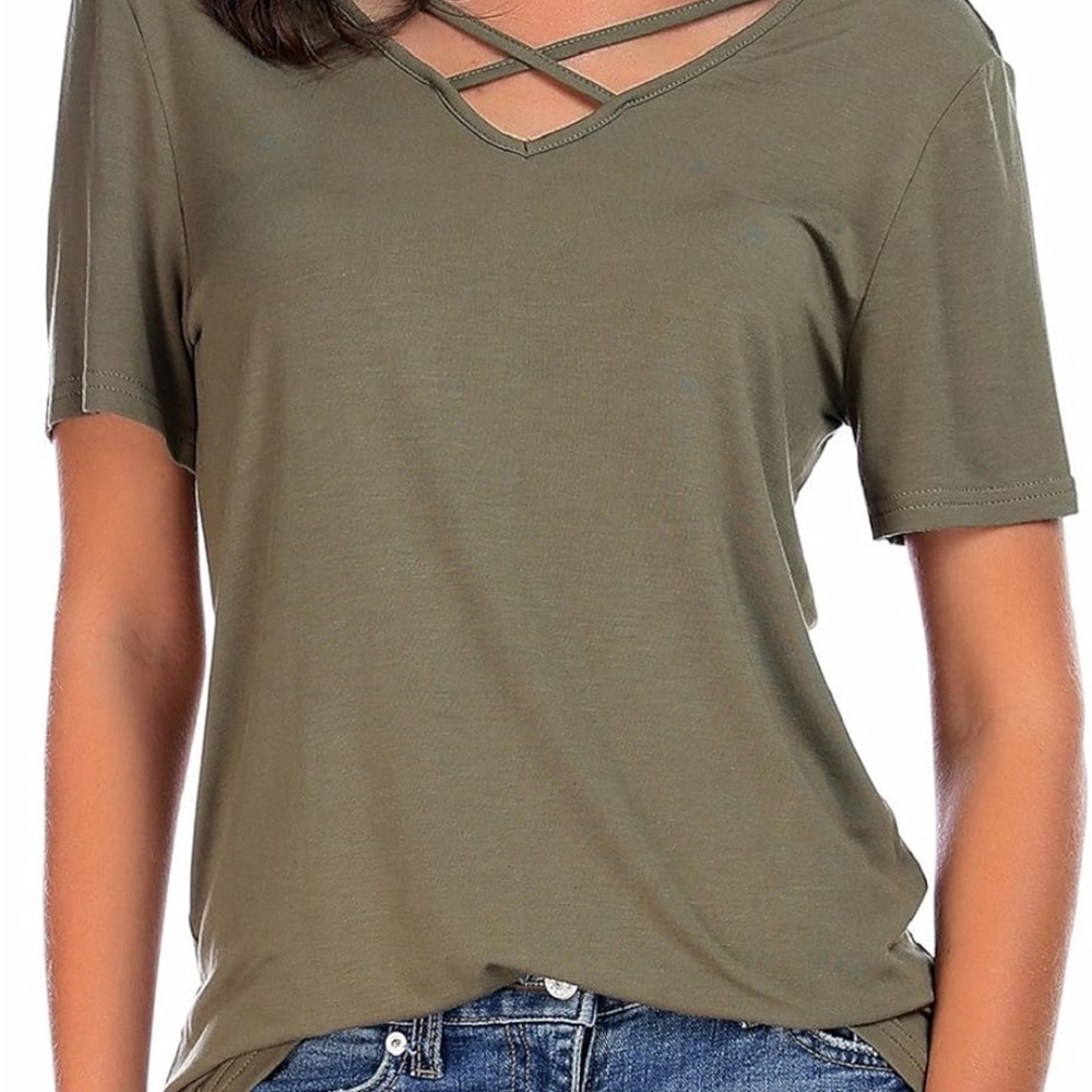 Green Relaxed Cut Out Short Sleeve T-Shirt